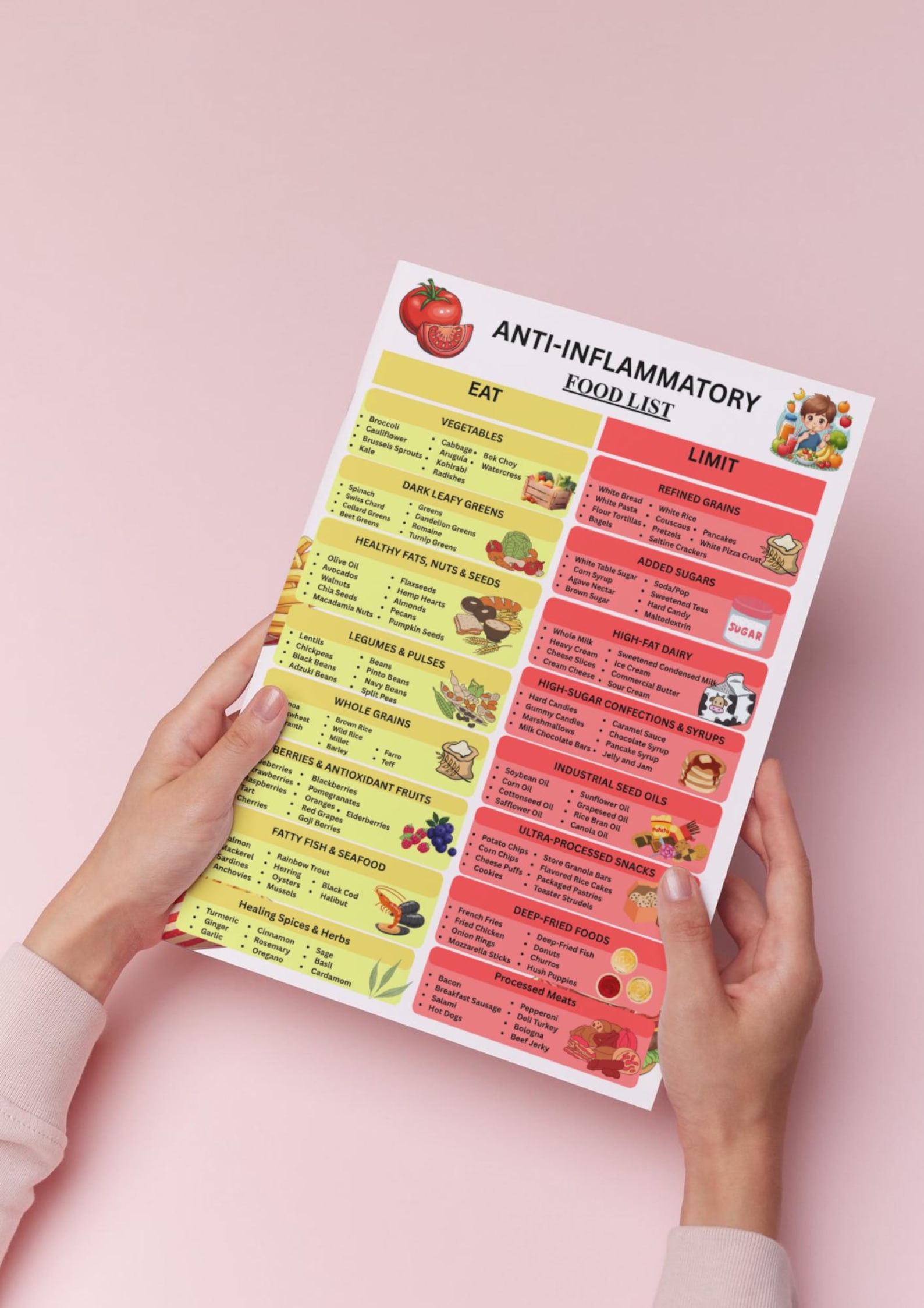 Anti Inflammatory Food List Printable, Reduce Inflammation Foods, Anti ...