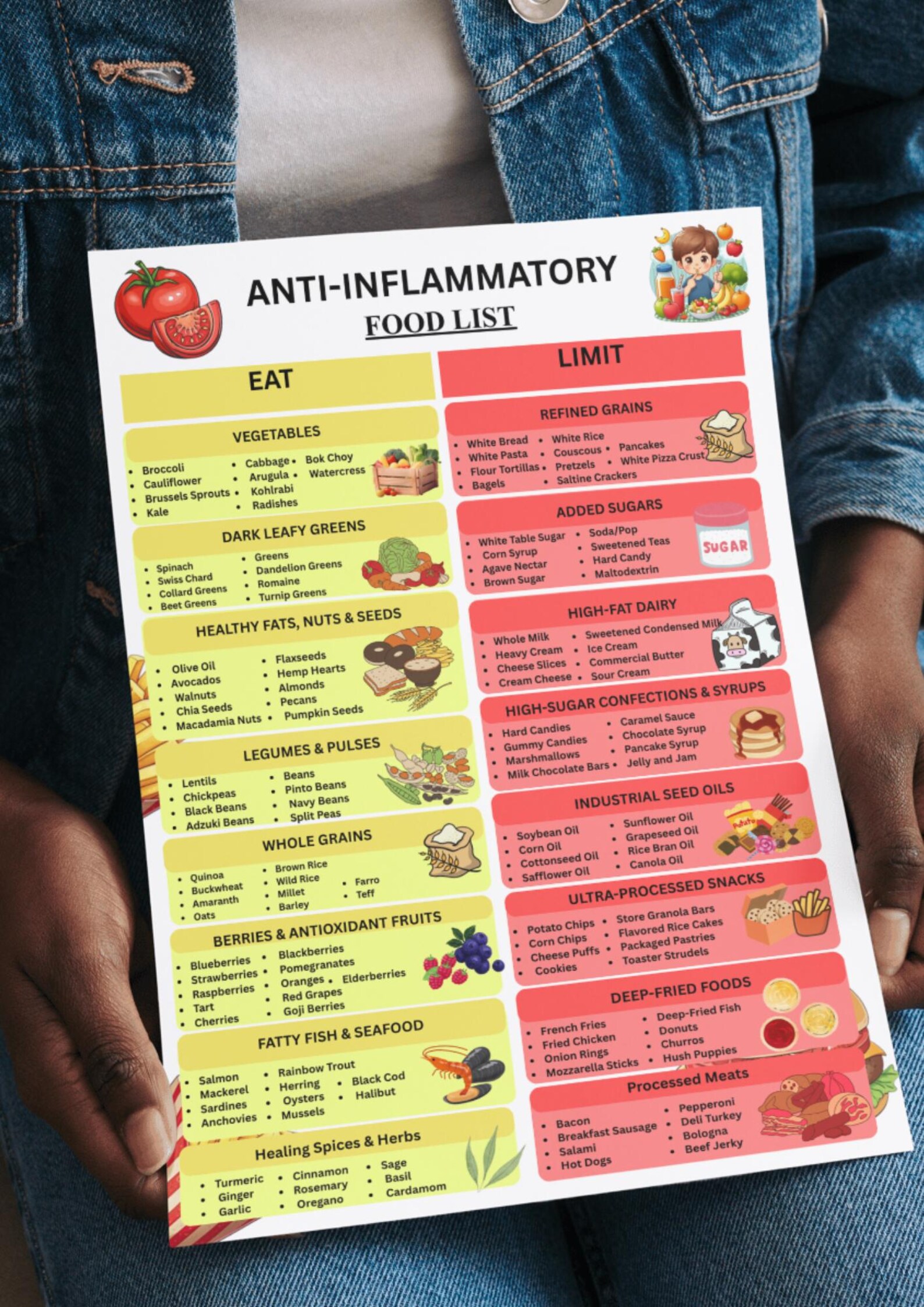 Anti Inflammatory Food List Printable, Reduce Inflammation Foods, Anti ...