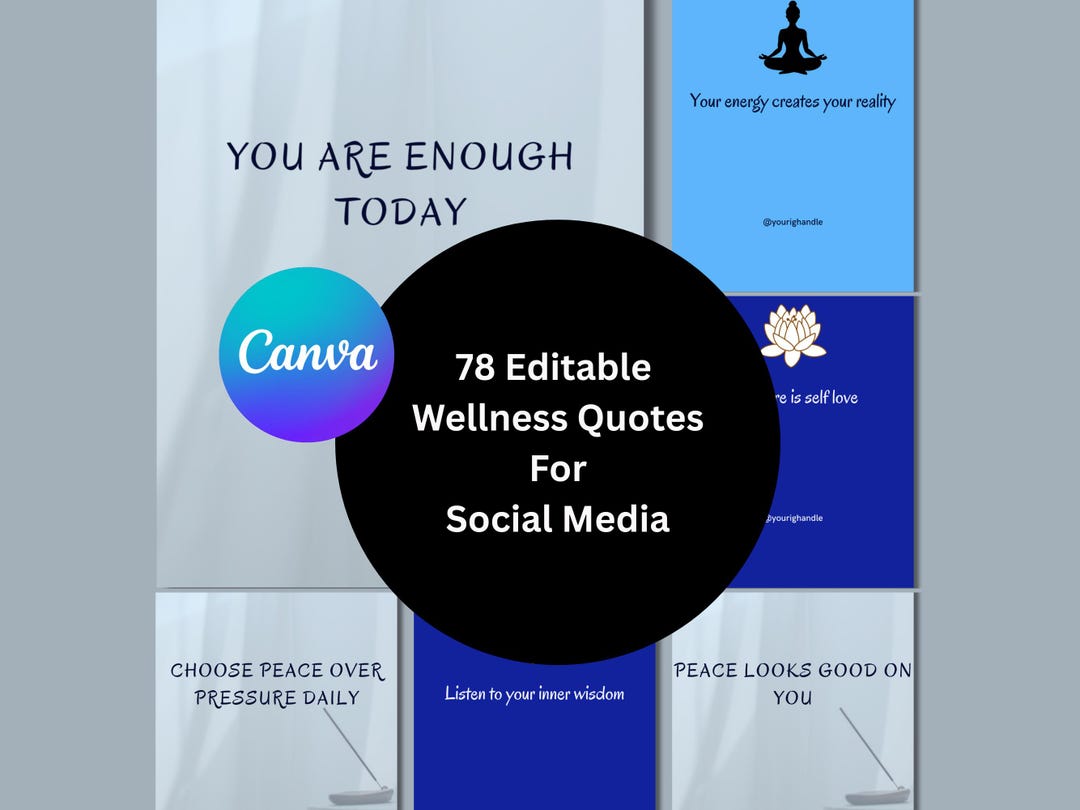 78 Editable Wellness Quotes Canva Templates | Social Media Affirmation ...