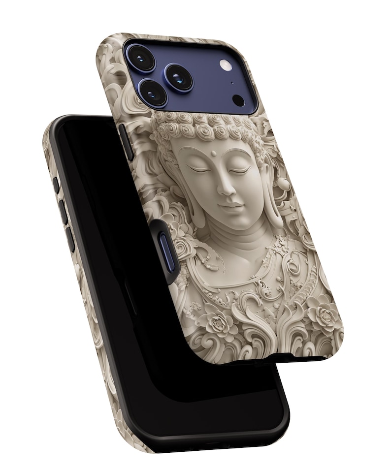 Buddha Phone Case | Carved Stone Art, Dual Layer Protective Cover (iPhone, Samsung) image 6