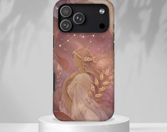 Virgo Zodiac Phone Case, Astrology Gift for Her, Stained Glass Virgo Constellation, Celestial Art Protective iPhone Case
