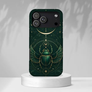 Scarab Beetle Phone Case, Celestial iPhone Case, Occult Samsung Case, Moon Phase Egyptian Cover, Witchy Gift