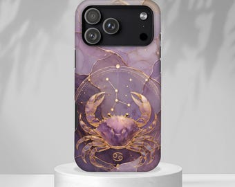 Cancer Zodiac Phone Case, Astrology Gift for Her, Celestial Crab iPhone Case, Cancer Constellation Protective Cover