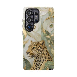 Leopard Phone Case, Elegant Big Cat Art Cover, Jungle Wildlife Aesthetic, Nature Lover Protective Case Gift image 4