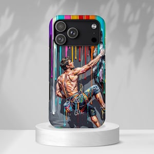 Colourful Rock Climber Art Protective Phone Case