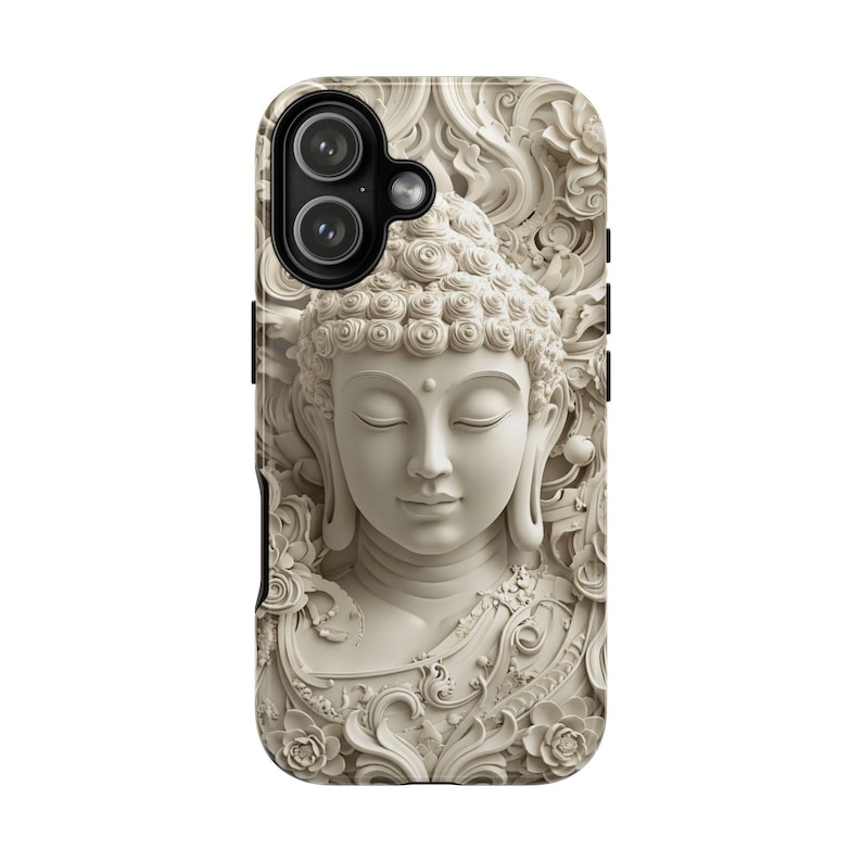 Buddha Phone Case | Carved Stone Art, Dual Layer Protective Cover (iPhone, Samsung) image 5