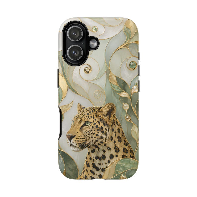 Leopard Phone Case, Elegant Big Cat Art Cover, Jungle Wildlife Aesthetic, Nature Lover Protective Case Gift image 7