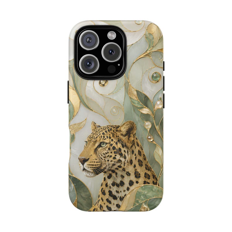Leopard Phone Case, Elegant Big Cat Art Cover, Jungle Wildlife Aesthetic, Nature Lover Protective Case Gift image 9