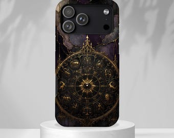 Astrology Wheel Phone Case, Vintage Zodiac iPhone Case, Celestial Galaxy Samsung Cover, Gothic Mystic Gift for Women