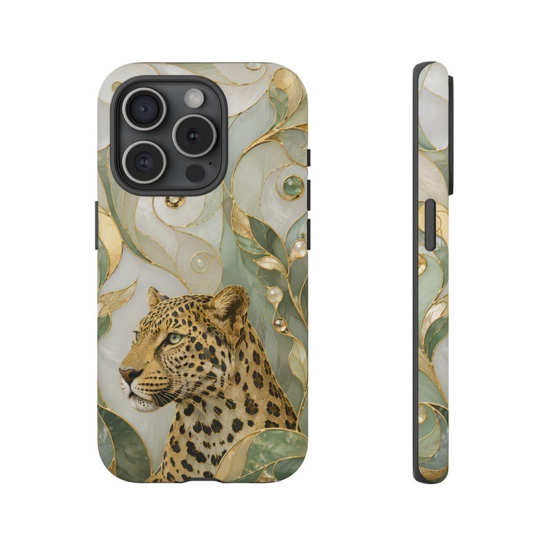 Leopard Phone Case, Elegant Big Cat Art Cover, Jungle Wildlife Aesthetic, Nature Lover Protective Case Gift image 13
