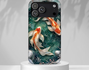 Koi Fish Phone Case, Japanese Pond iPhone Case, Zen Nature Cover, Koi Carp Protective Case, Water Garden Gift