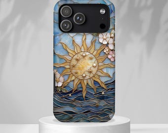 Stained Glass Sun Wave Phone Case | Mosaic Art Protective Cover (iPhone, Samsung)