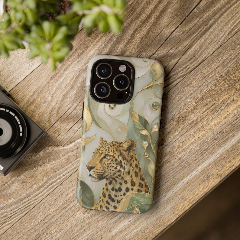 Leopard Phone Case, Elegant Big Cat Art Cover, Jungle Wildlife Aesthetic, Nature Lover Protective Case Gift image 12