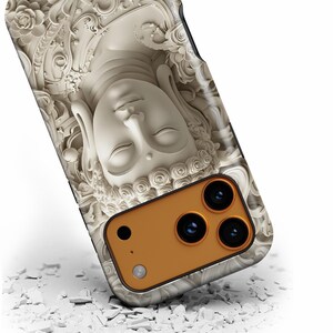 Buddha Phone Case | Carved Stone Art, Dual Layer Protective Cover (iPhone, Samsung) image 2
