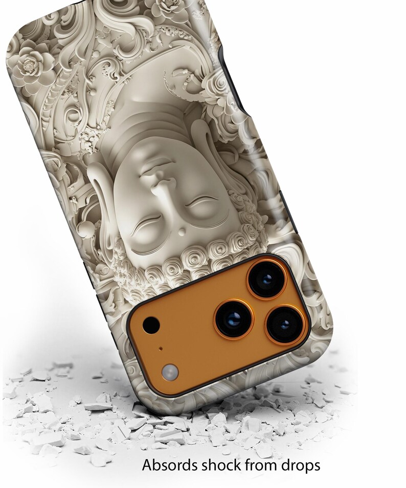 Buddha Phone Case | Carved Stone Art, Dual Layer Protective Cover (iPhone, Samsung) image 2