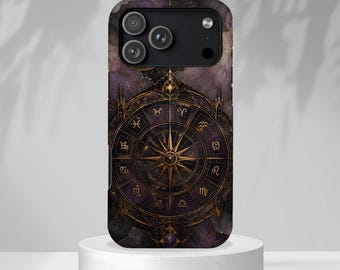 Vintage Astrology Compass Phone Case, Celestial Zodiac iPhone Case, Mystic Galaxy Samsung Cover, Witchy Gift for Women