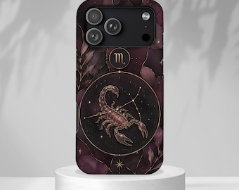 Scorpio Zodiac Phone Case, Astrology Gift for Her, Celestial Scorpion iPhone Case, Scorpio Constellation Protective Case