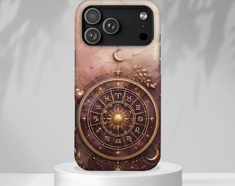 Zodiac Wheel Phone Case, Celestial Astrology iPhone Case, Moon Phase Galaxy Samsung Cover, Witchy Mystic Gift for Women