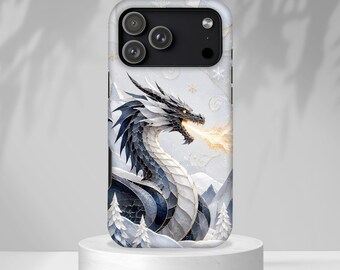 Etui na telefon z lodowym smokiem, etui na iPhone'a z zimowym smokiem, etui z motywem fantastycznych stworzeń, wytrzymałe etui ochronne z motywem mitycznej sztuki