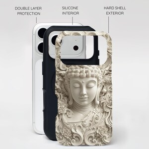 Buddha Phone Case | Carved Stone Art, Dual Layer Protective Cover (iPhone, Samsung) image 3