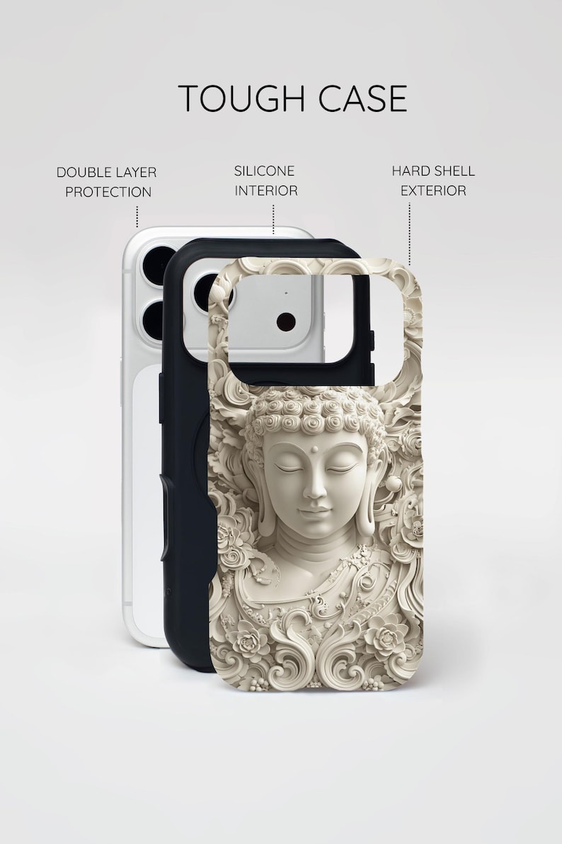 Buddha Phone Case | Carved Stone Art, Dual Layer Protective Cover (iPhone, Samsung) image 3