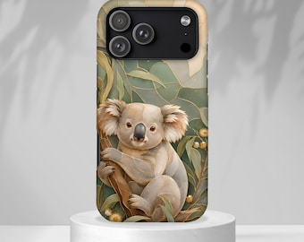 Koala Phone Case, Eucalyptus Botanical Cover, Cute Woodland Animal iPhone Samsung Case, Nature Lover Gift for Women