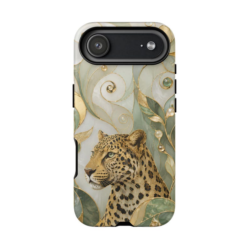Leopard Phone Case, Elegant Big Cat Art Cover, Jungle Wildlife Aesthetic, Nature Lover Protective Case Gift image 6
