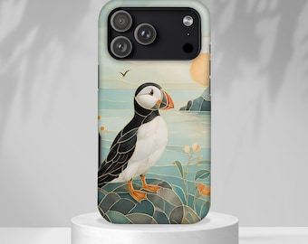 Papageientaucher Küsten Telefon Fall, Küstenvogel Kunst iPhone Fall, Ozean Wildtiere Schutzhülle, Strand Natur Geschenk