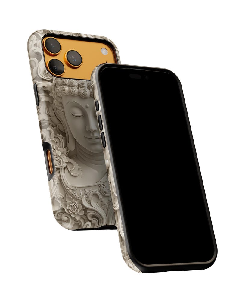 Buddha Phone Case | Carved Stone Art, Dual Layer Protective Cover (iPhone, Samsung) image 7