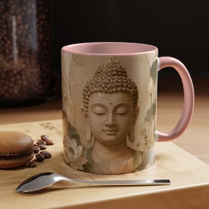 Buddha Lotus Kaffemugg, Zen Meditation Mugg, Spirituell Tekopp, Mindfulness Gåva, Yogaälskare Mugg, Buddhistisk Dekor