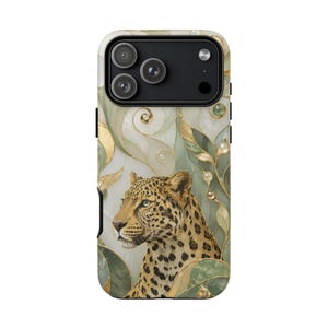 Leopard Phone Case, Elegant Big Cat Art Cover, Jungle Wildlife Aesthetic, Nature Lover Protective Case Gift image 8