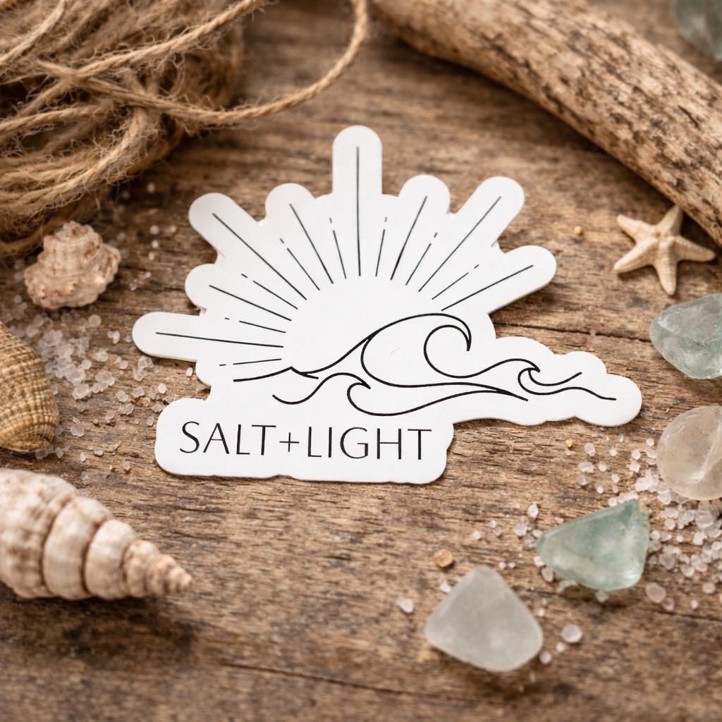 Salt+light Decal Sticker | Sun and Wave Sticker | Kiss-cut Vinyl Decals ...