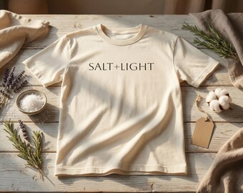 Salt + Light T-shirt | embroidery| Minimal Christian Typography Tee | comfort colors