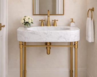 Carrara Marmor Waschbecken - Marmor Badezimmer Eitelkeit, Gästetoilette Naturstein Becken, Sondergröße