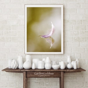 Zen Water Fine Art Photography Print, Instant Digital Download, Feather & Fish floating in Still Water, Mediation Print, Peaceful Zen Print