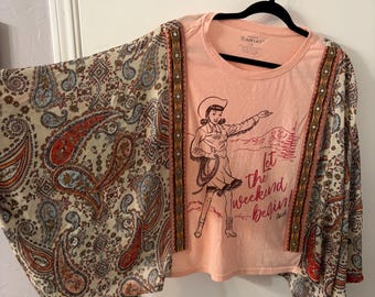 Camiseta Arita reciclada con mangas tipo kimono (estilo western)