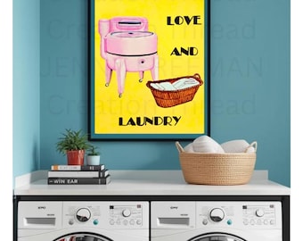 Stampa Pop Art con lavanderia colorata – Decorazione murale moderna retrò (download digitale)