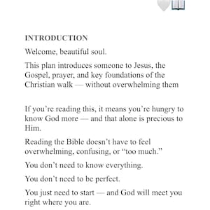 May include: A white background with the text "30-Day Beginner Bible Reading Plan" and "By @faith_fuel_daily1." The text introduces a beginner's guide to the Bible, covering the Gospel, prayer, and Christian foundations.