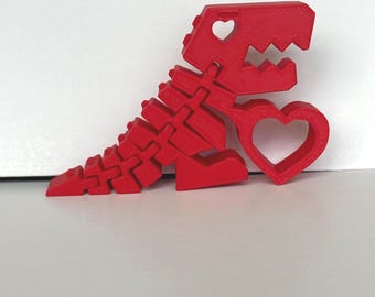 Flexi Dino Rex Holding Heart Desk Toy Fidget Articulated 3D Print