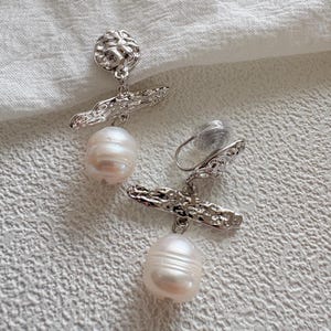 Boucles D'oreilles Créoles Clips 55 Mm Perles Bois Multicolores Argenté - Neuf LadyGrenadine