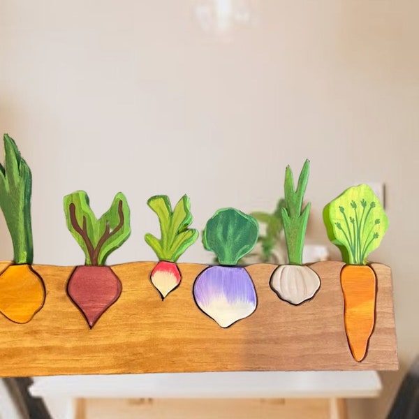 Root Vegetable Puzzle - Montessori and Waldorf inspired education toy 6 Veggies