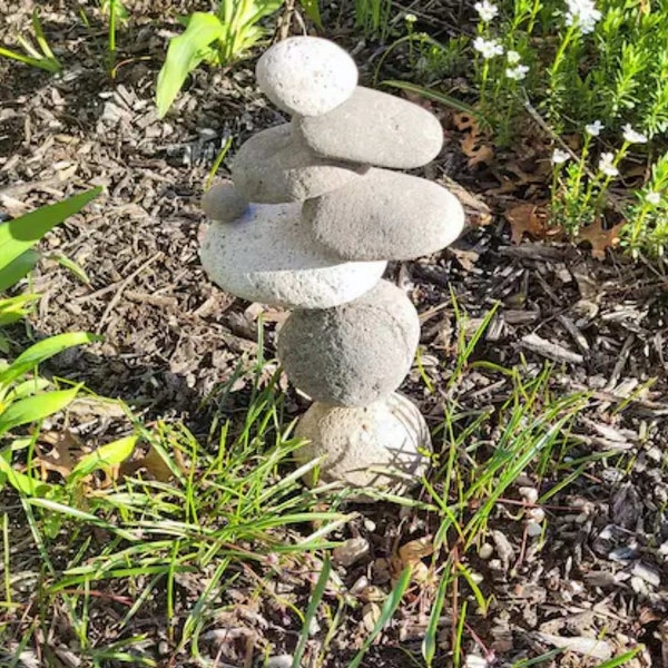 8 Stone Cairn Garden Statue | Stone Statues | Garden Art | Outdoor Decor | Gifts for Mom | Garden Decor | Yard Art