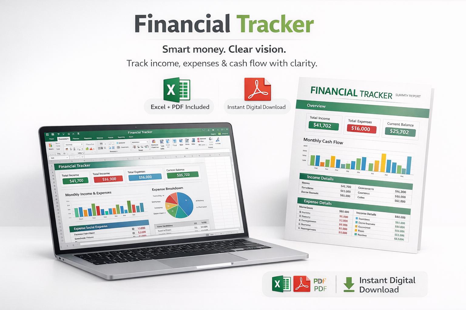 Fixed Income Monitor Finance Tracker Excel Spreadsheet - Income & Expense Monitor Budget ...