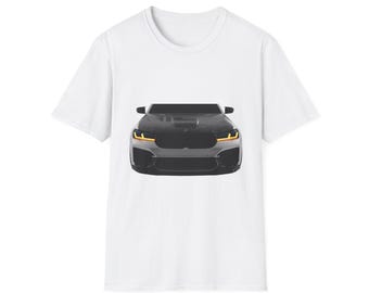 Black Sports Car T-Shirt | Front View, Sleek BMW M5 F90