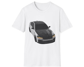 Sporty White Muscle Car T-Shirt | Racing Graphic, BMW M5 F90