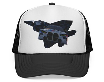 Racing BMW Fighter Jet Graphic Trucker Cap | Car Aviation Mashup