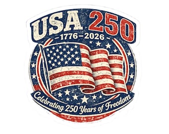 USA 250 Flag Sticker | 1776-2026 Patriotic Anniversary Kiss-Cut Sticker