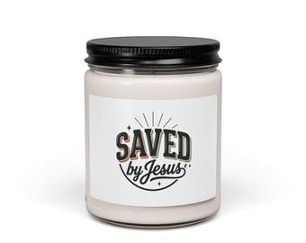 Saved by Jesus Candle | Scented Soy Jar, Faith Streetwear, Bold Type