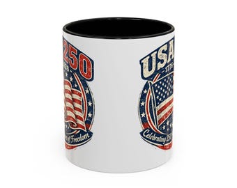USA 250 1776-2026 Flag Celebration Mug | 11oz or 15oz Accent Coffee