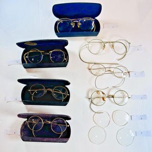 Vintage 12K GF Eyeglasses Lot, Art Deco Ful-Vue, Windsor, Shuron, AO Cases
